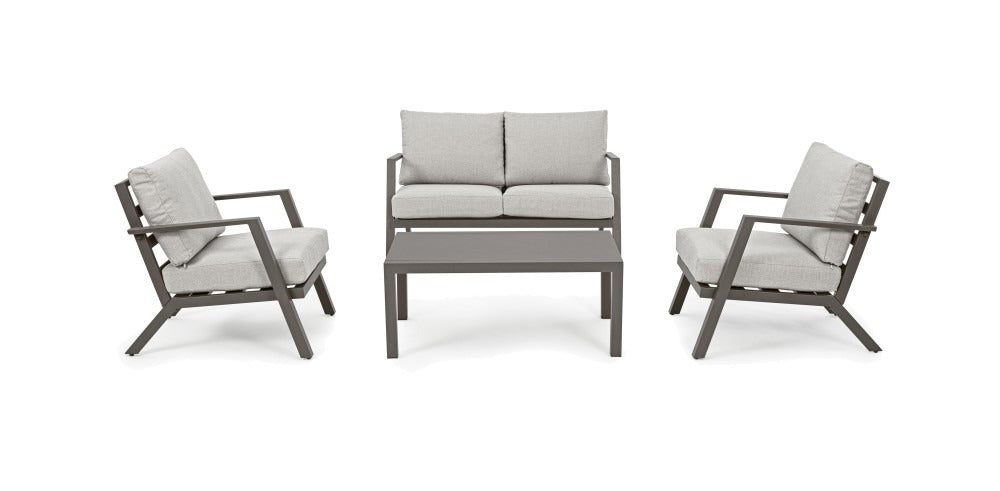 Salotto da giardino in alluminio verniciato marrone con seduta in tessuto sfoderabile - Harley