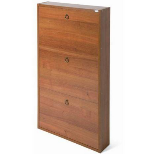 Étagère à chaussures 3 portes Serena en noyer antique