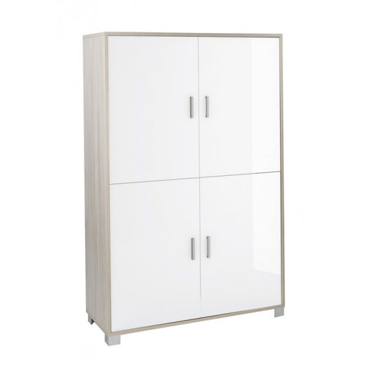 Armoire à quatre portes avec étagères pour bureau en Orme Blanc Poli 107x41x h162 cm