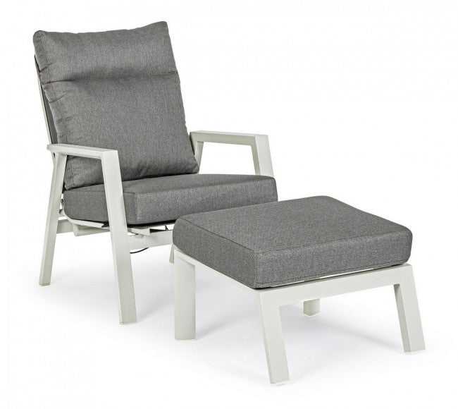 Pouf en aluminium avec coussin lunaire Kledi