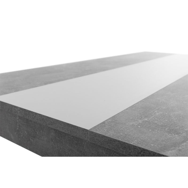 Table à manger couleur ciment avec insert réversible noir ou blanc 138x80xh.74 cm