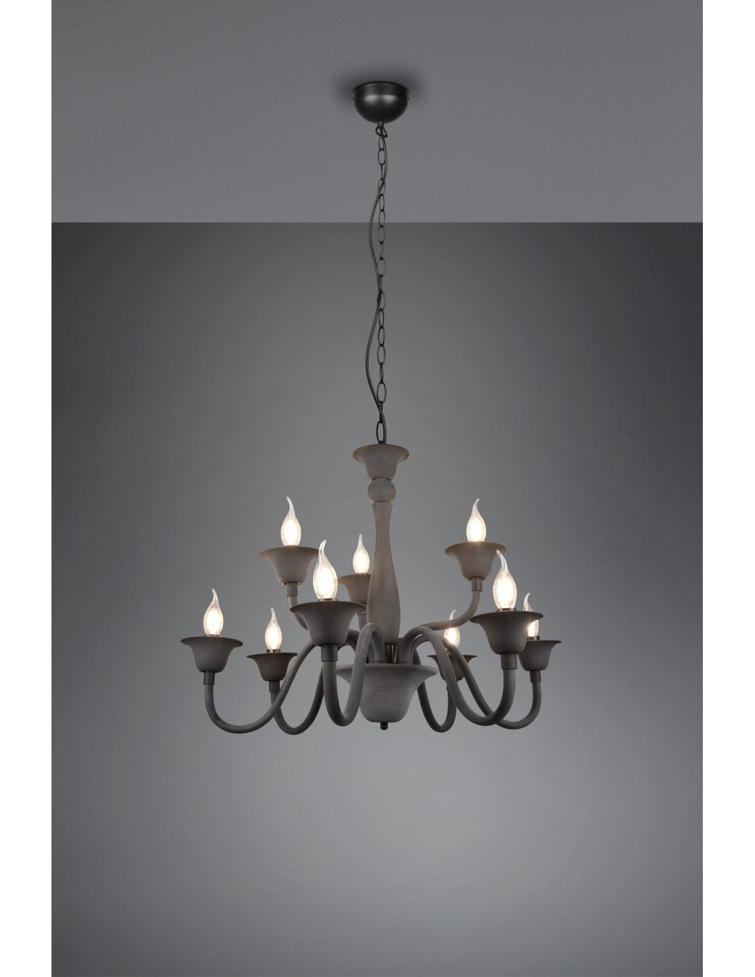 Lustre de salon 9 lumières noir avec chaîne Elsa Trio Lighting
