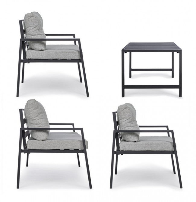 Salon de jardin anthracite avec coussins déhoussables