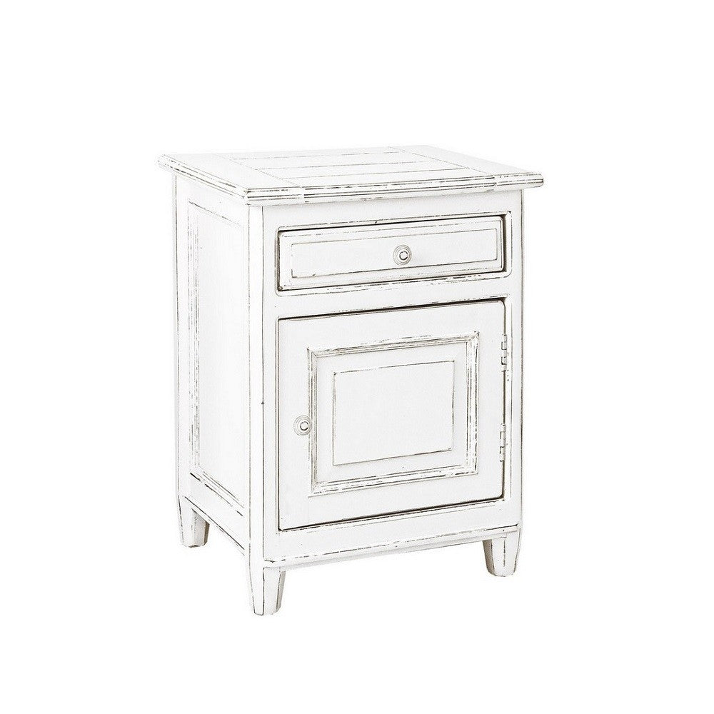 Table de chevet Colette en bois blanc 1 porte 1 tiroir 50 x 40 x 65 cm