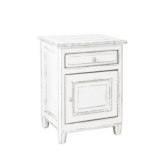 Table de chevet Colette en bois blanc 1 porte 1 tiroir 50 x 40 x 65 cm