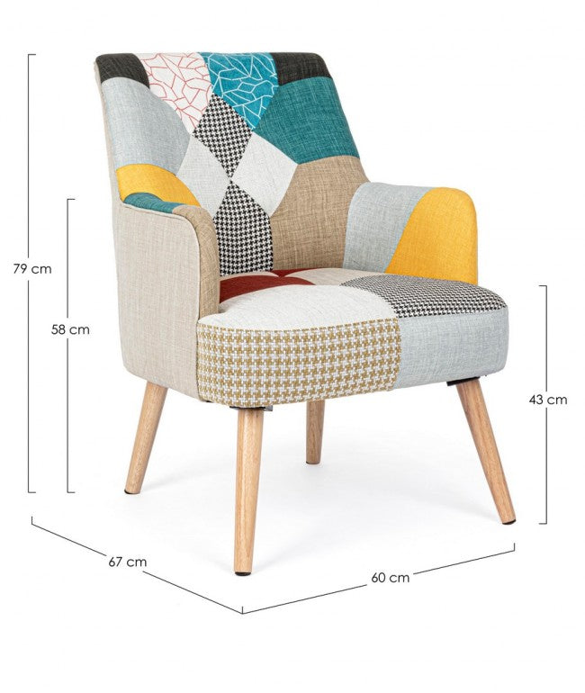 Fauteuil en tissu patchwork Galatée