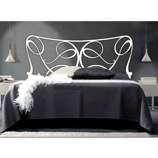 Lit double avec tête de lit en fer blanc et conteneur 170x200xh.130 cm