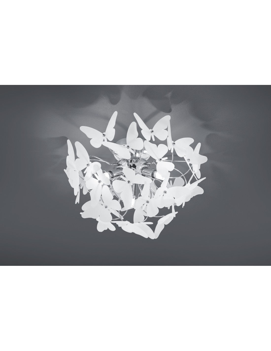 Plafonnier Papillon 3xG9 Chrome Papillons Multicolores Ø45 cm Trio Lighting
