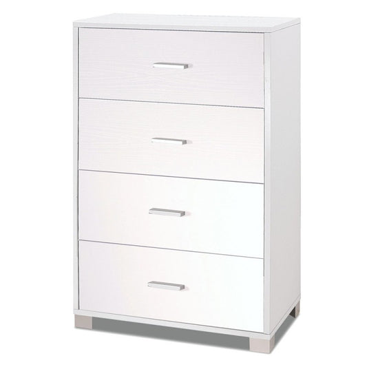 Commode de chambre à quatre tiroirs en frêne blanc 70x41x h112 cm