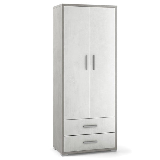 Armoire polyvalente avec deux portes et deux tiroirs en ciment blanc 71x41x h182 cm