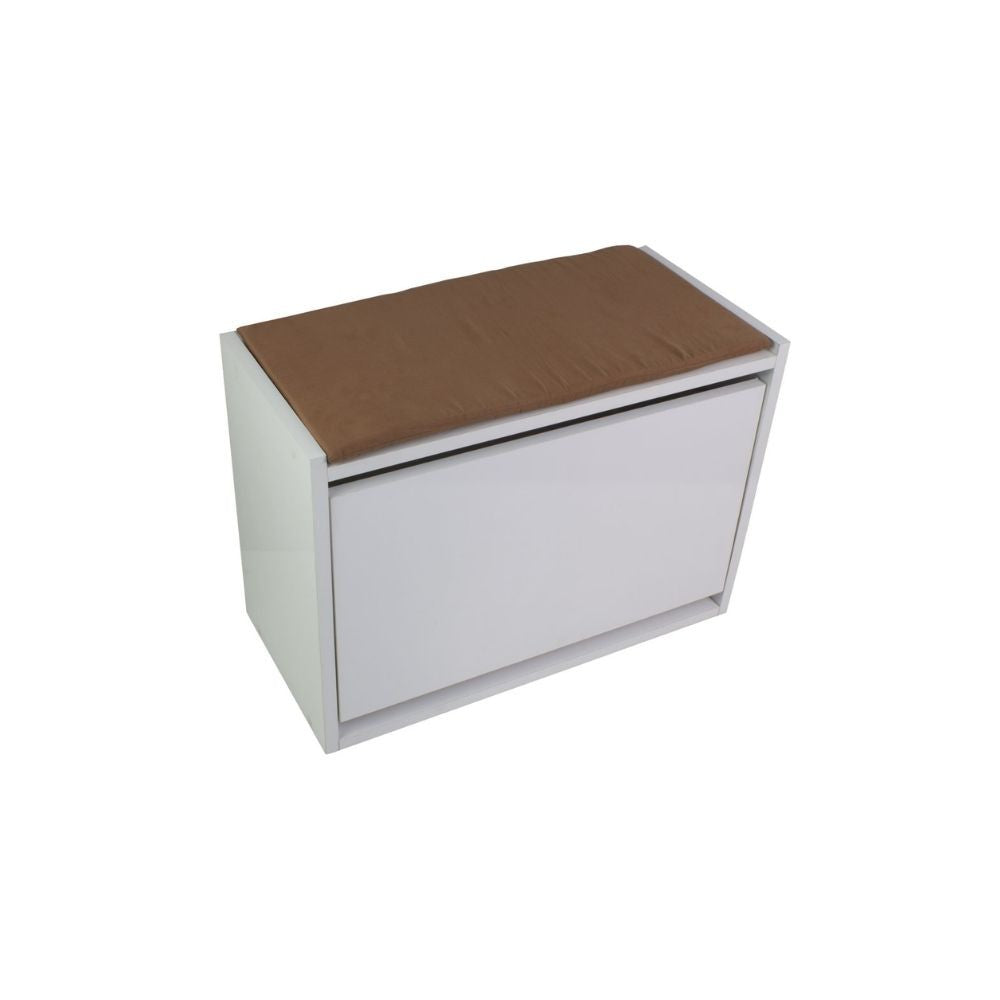 Étagère à chaussures avec banc Susa couleur blanc avec ouverture à rabat