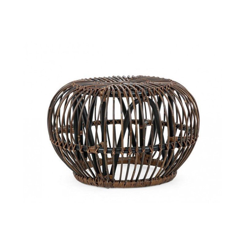Table basse pouf extérieur en rotin marron DORADAL diamètre 65x h44 cm