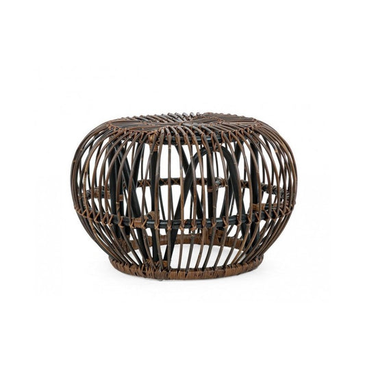 Table basse pouf extérieur en rotin marron DORADAL diamètre 65x h44 cm