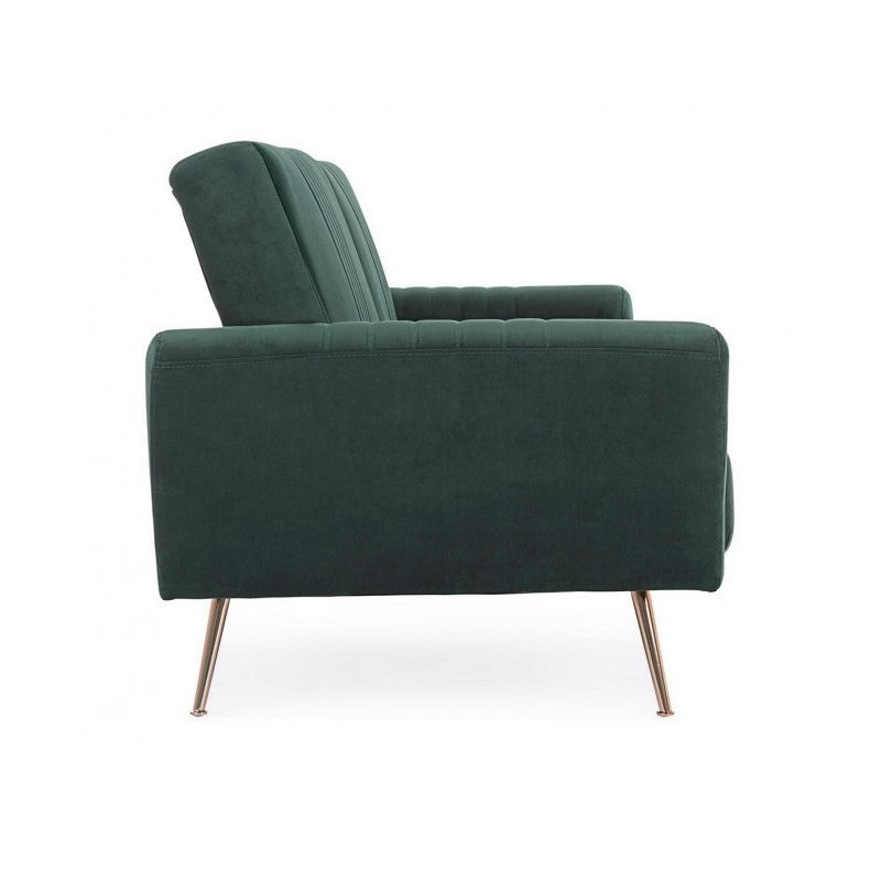 Canapé lit trois places en velours Vert Foncé JOHNNY 210x83x h85 cm
