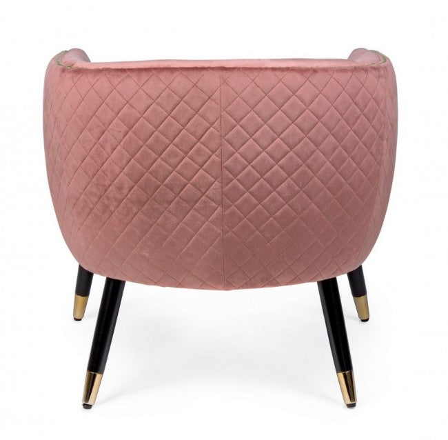 Fauteuil rembourré Caitlin recouvert de velours rose antique