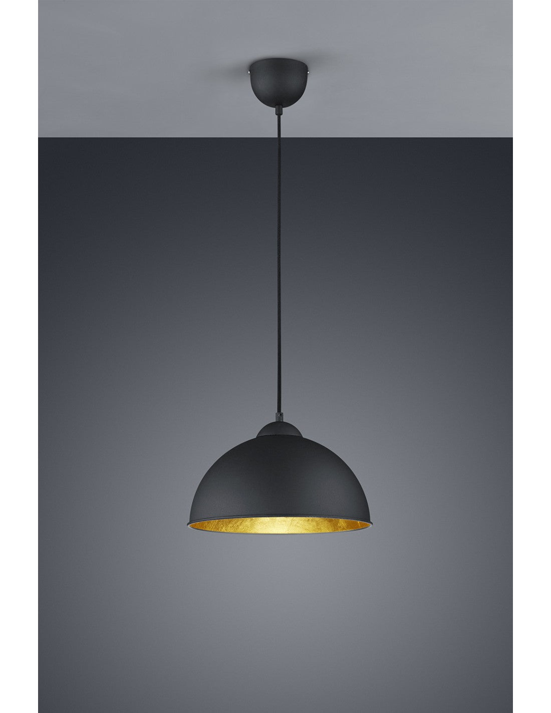 Suspension Dôme Jimmy 1xE27 Noir Et Doré Ø31 cm Trio Lighting