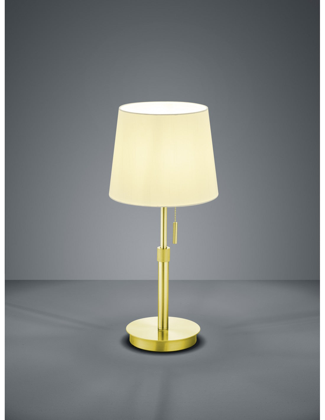 Lampe de table en laiton avec abat-jour blanc interrupteur à tirette Lyon Trio Luminaires