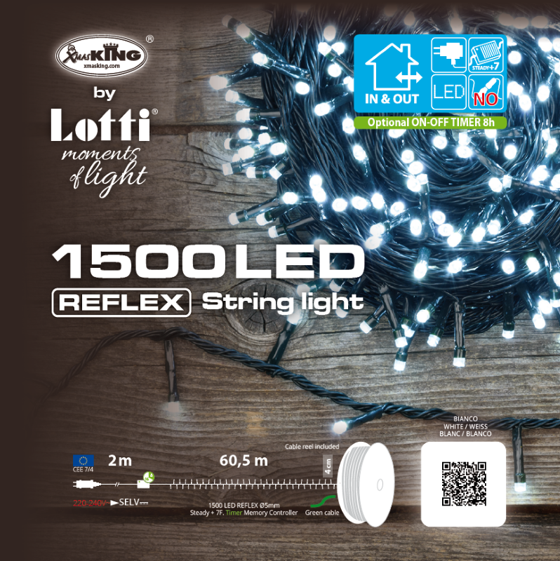Chaîne linéaire 1500 LEDs blanc froid 60,5m en bobine