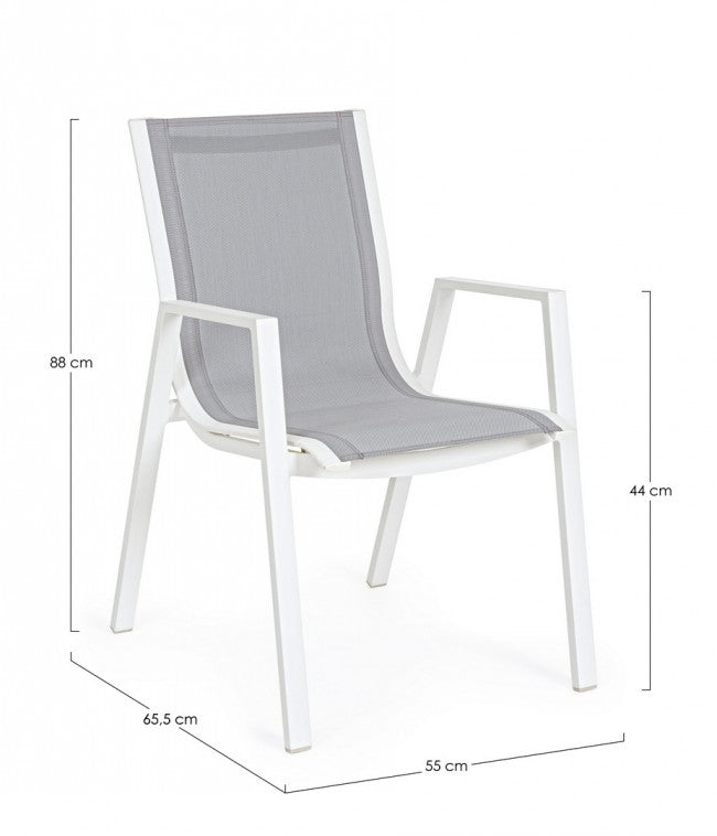Chaise Pelagius blanche avec accoudoirs