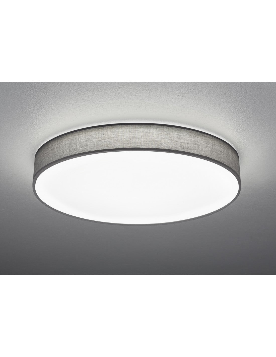 Grand plafonnier LED avec abat-jour en tissu Gris Lugano Ø75 cm Trio Lighting