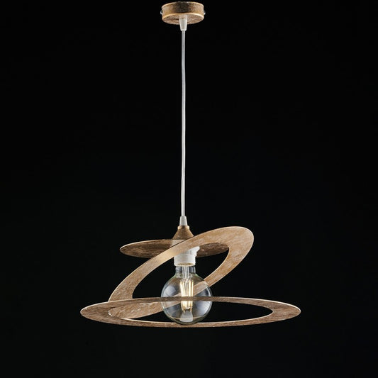 Lustre suspension en fer découpé au laser Or Blanc 40x h18 cm