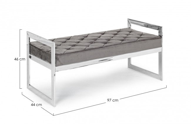 Banquette Sveva en velours gris 97 x 44 cm