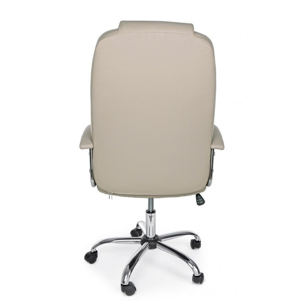 Fauteuil de bureau en éco-cuir gris tourterelle Dehli