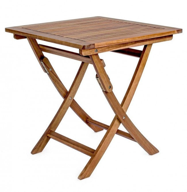 Table pliante d'extérieur Noemi en bois d'acacia 70x70x h73 cm