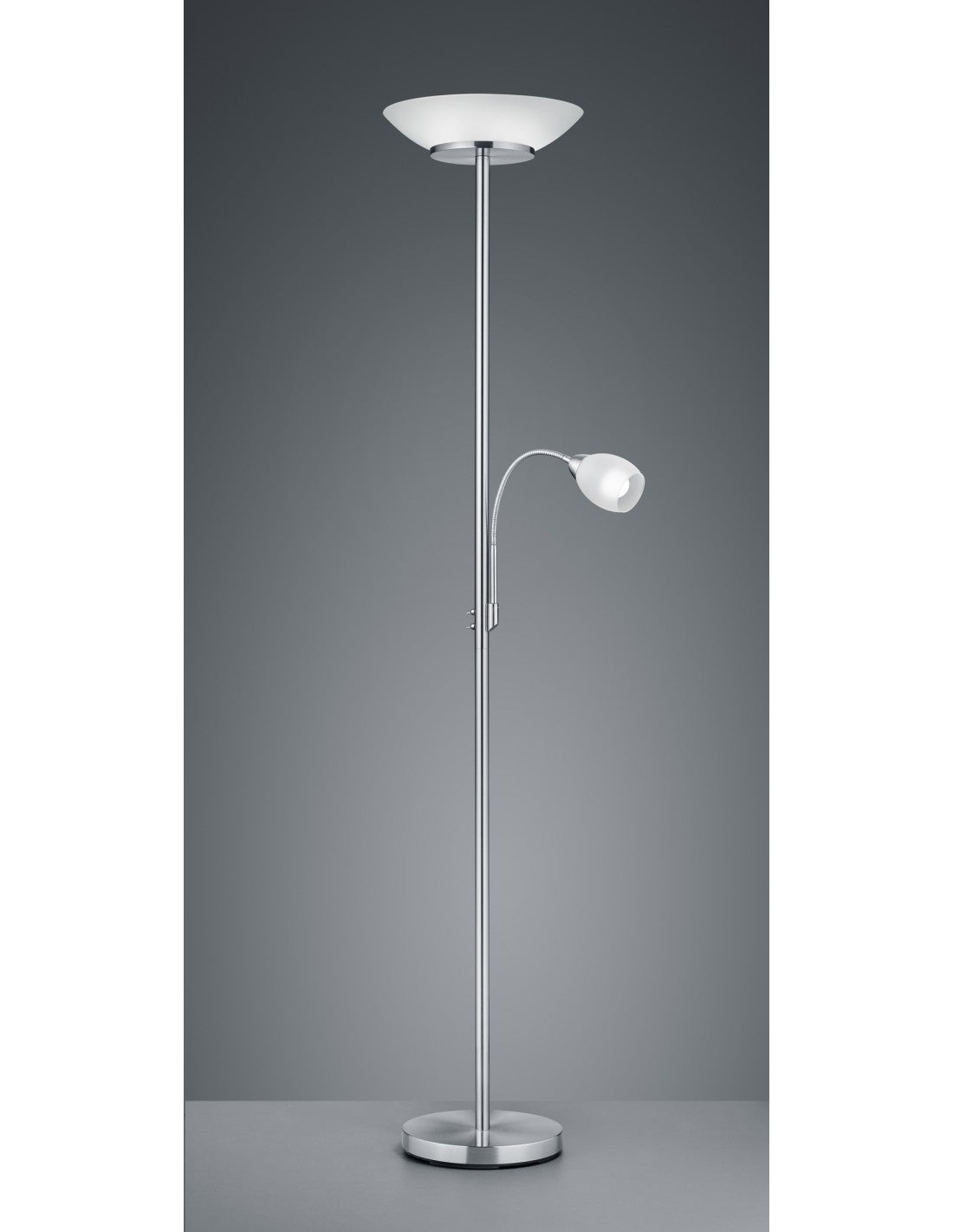 Lampadaire avec spot de lecture Gerry Nichel Verre Blanc Ø34 cm Trio Lighting