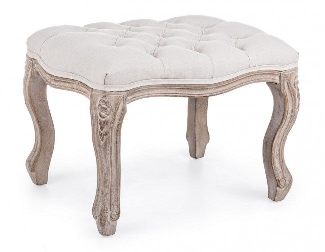 2x Tabouret repose-pieds naturel en tissu de style classique