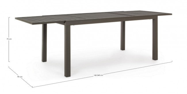 Table d'extérieur extensible en aluminium Caffè HILDE YK14 160-240x90x h75 cm