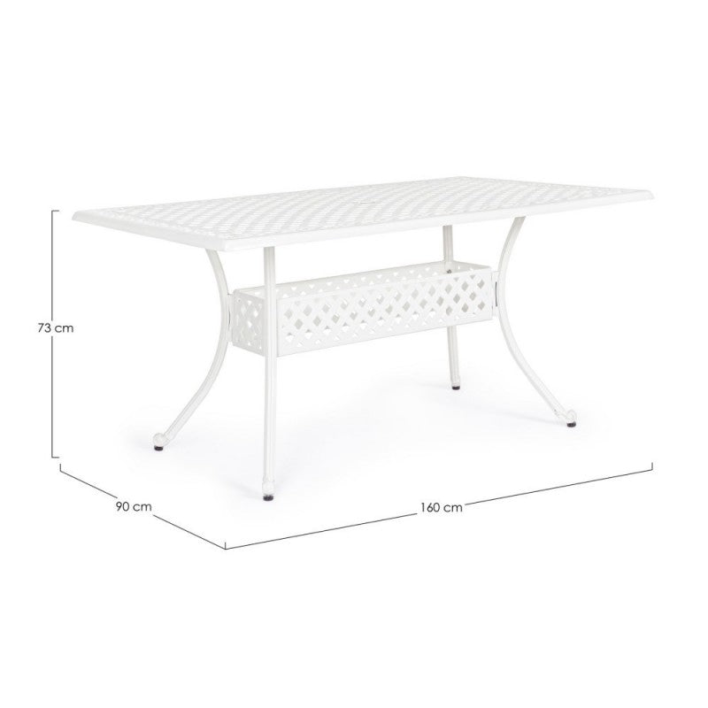 Table d'extérieur rectangulaire Ivrea blanche 90 x 160 cm