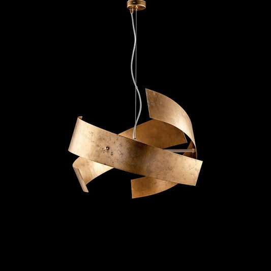 Suspension Urban light en fer laqué doré, 3 lumières, 57xh.28 cm
