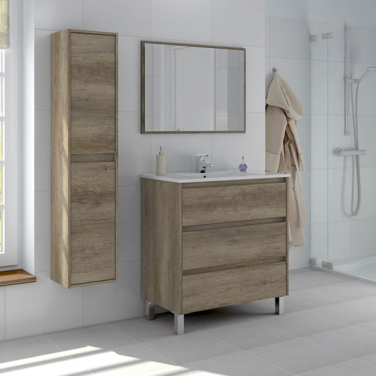 Meuble de Salle de Bain Dakota 3 Tiroirs 80 x 45 x 86h cm Chêne