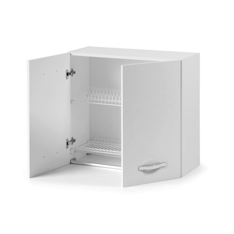 Elément mural égouttoir à cendres blanc pour cuisine 80x32xH 72 cm avec 2 portes