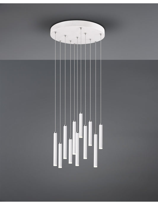 Suspension Tubulaire Moderne 11 Tubes LED Blancs Ø40 cm Trio Lighting