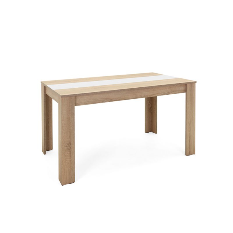 Table à manger couleur chêne avec insert réversible noir ou blanc 138x80xh.74 cm