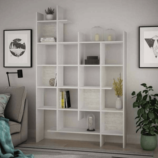 Bibliothèque blanche Manco 6 étagères 122x25,5x188H