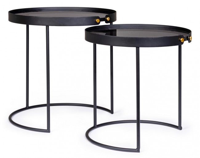 Set de 2 tables basses Zeina en acier noir