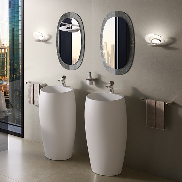 Lavabo auto-drainant Cloud avec trou pour robinetterie - Blanc Alpin