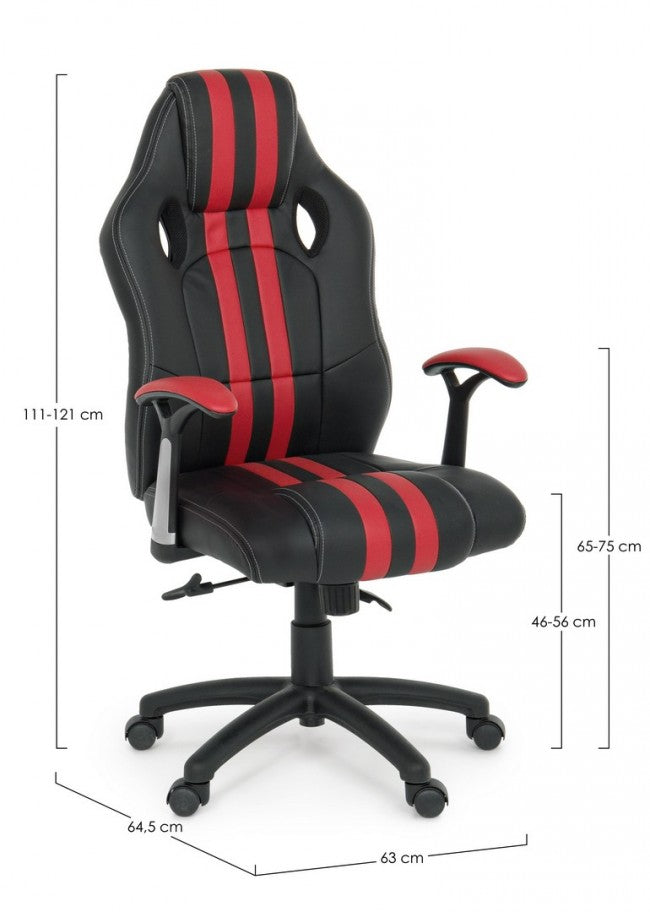 Fauteuil de bureau Spider avec accoudoirs en simili cuir rouge