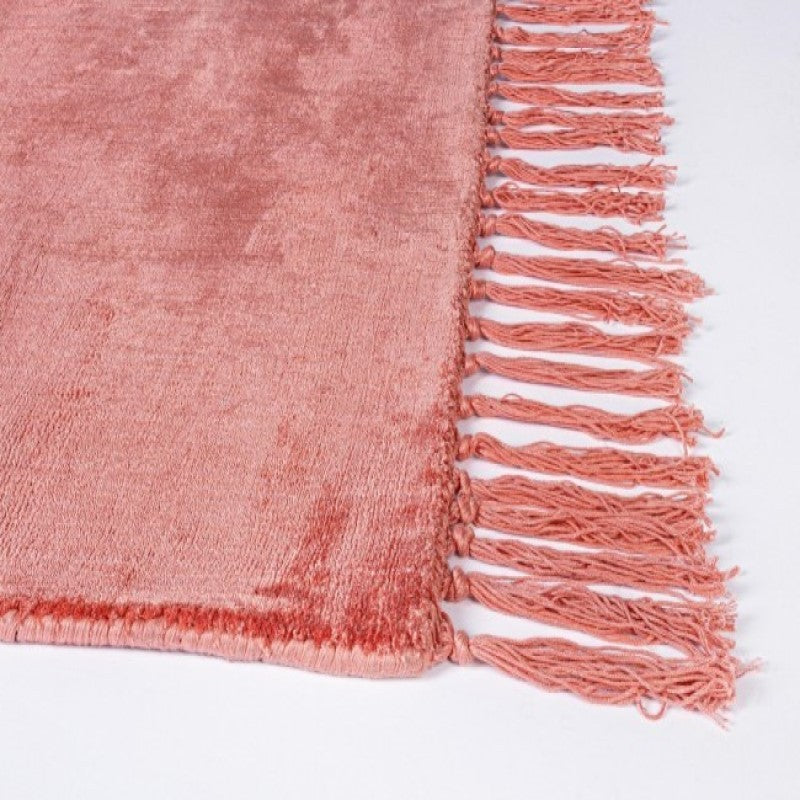 Tapis viscose style ethnique Rouge Corail BELIZE 140x200 cm