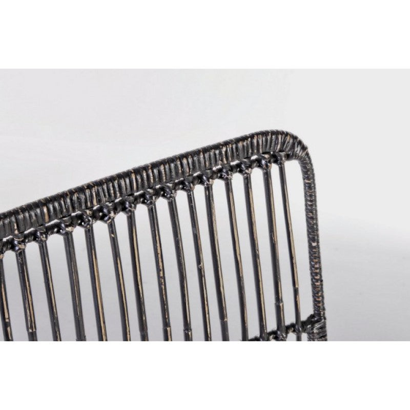 Chaise de style contemporain en acier et kubu Noir LUCILA 45x55x h85 cm