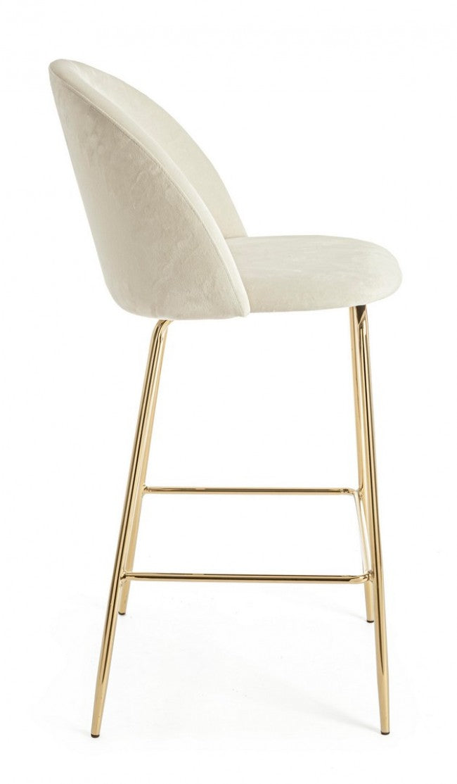 2x Tabouret de bar en velours style ambiance blanche