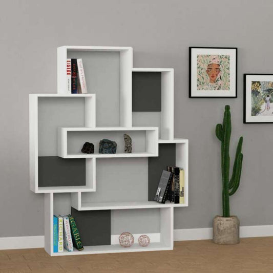 Bibliothèque Barce blanc anthracite 101x22x132h