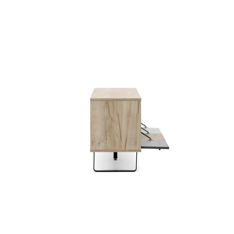 Base meuble TV avec 3 portes pliantes en chêne et gris 160x35xh.53 cm