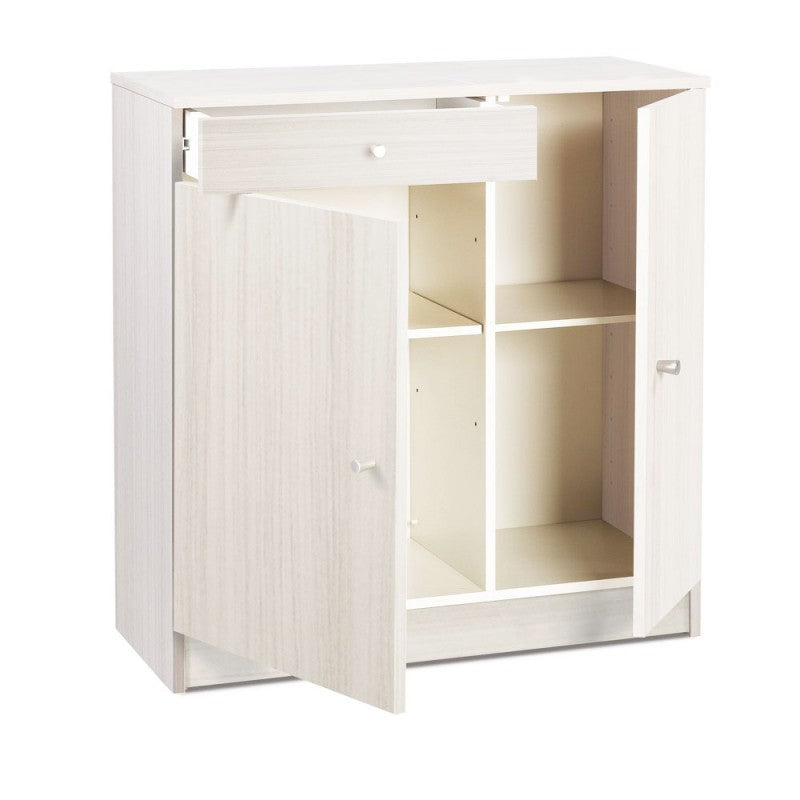 Armoire basse polyvalente avec deux portes et un tiroir Blanc 77x34x h80 cm