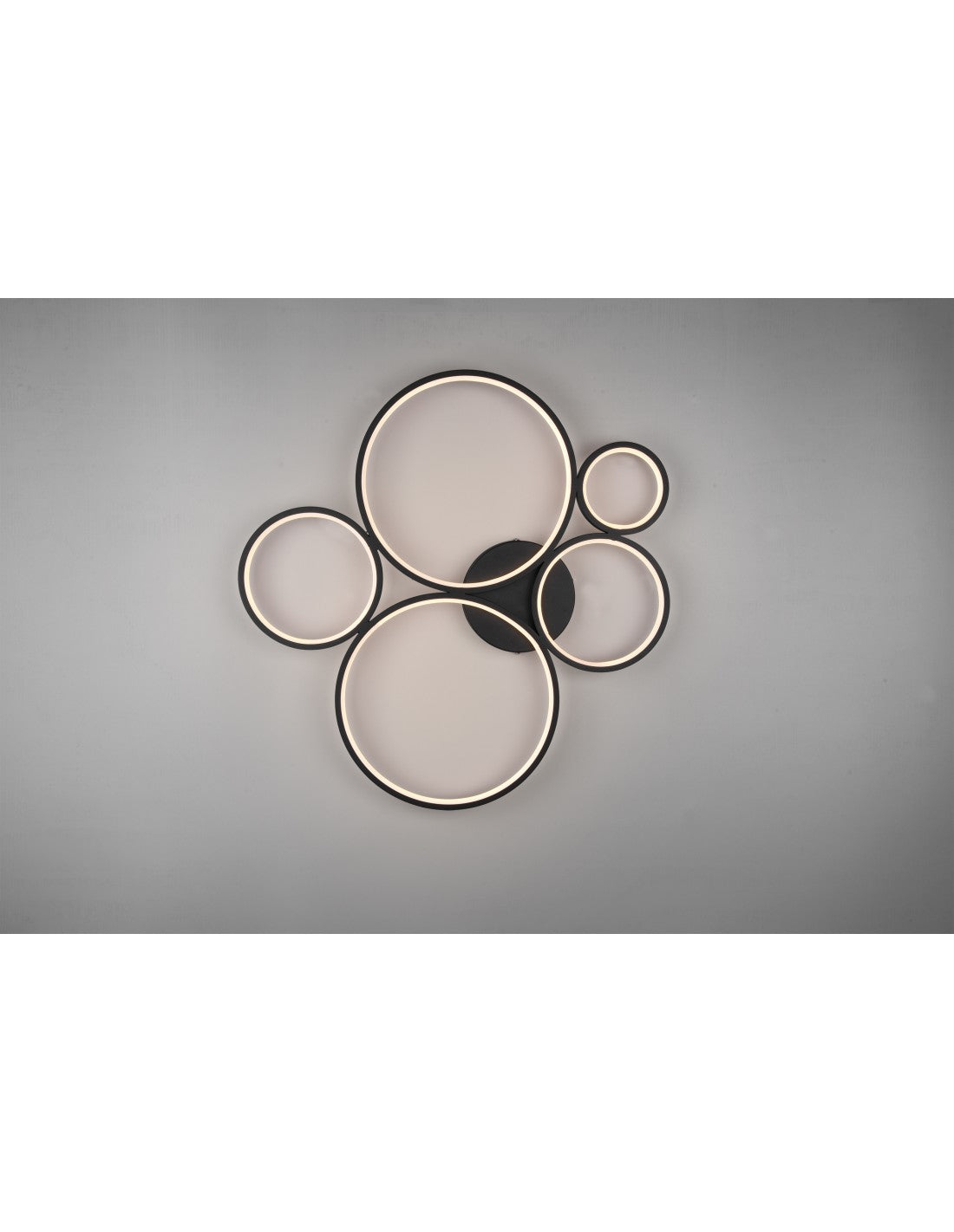 Plafonnier Rondo 5 Cercles LED Gradables Noir L59 cm Trio Lighting