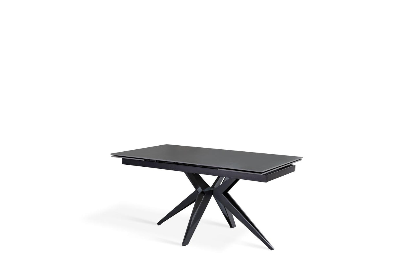 Table extensible vintage gris - noir mat 90 cm x 160-240 cm cm H. 76 cm
