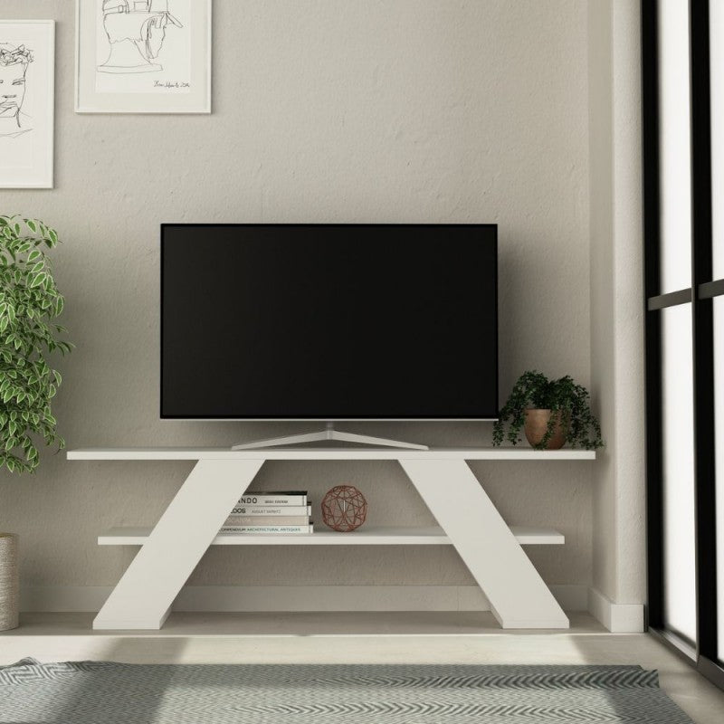 Meuble TV ouvert 2 étagères FARFALLA blanc 120x33,5x40 h cm 